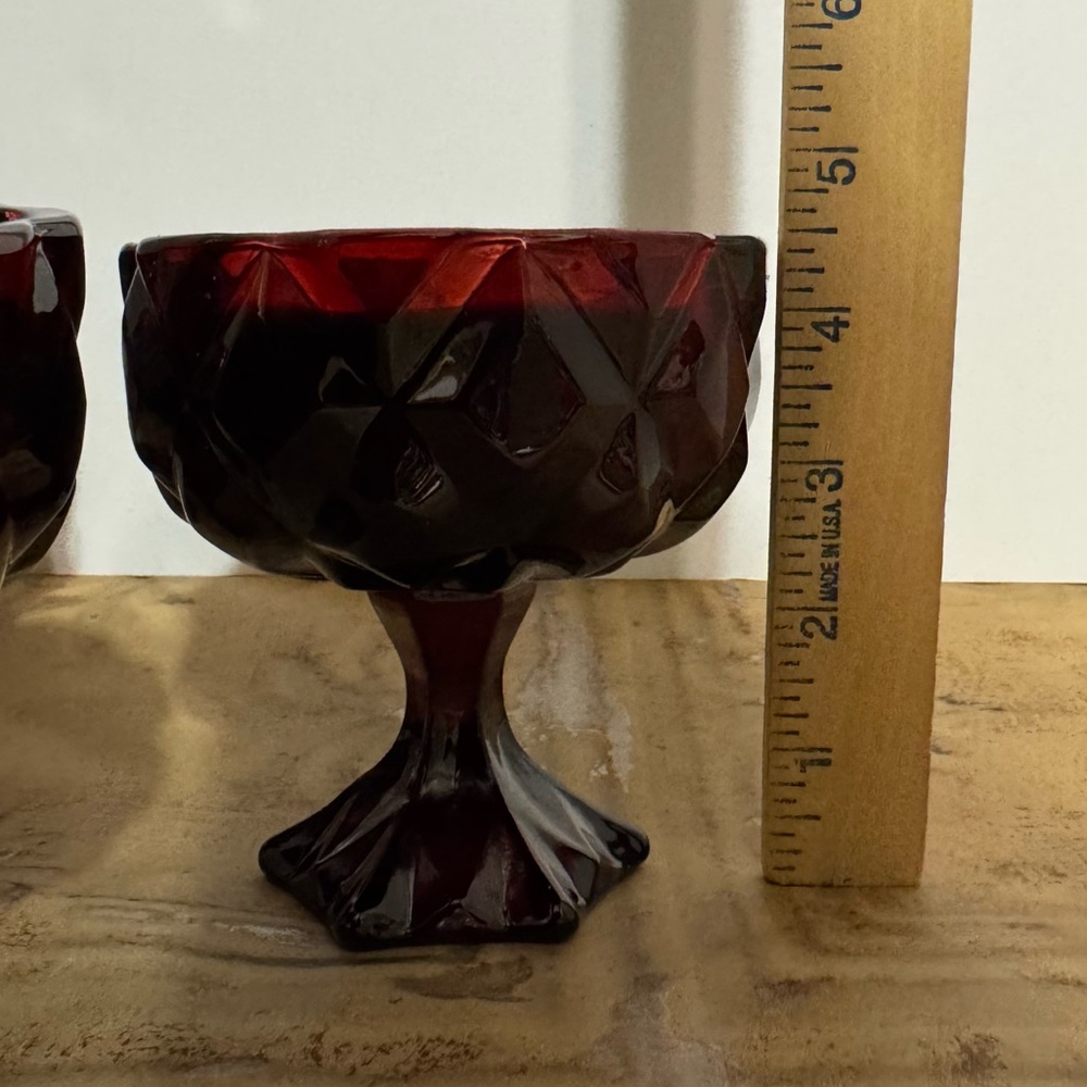 Set of 4 Threshold Ruby Red Faceted Glass Candles - Picture 6 of 6